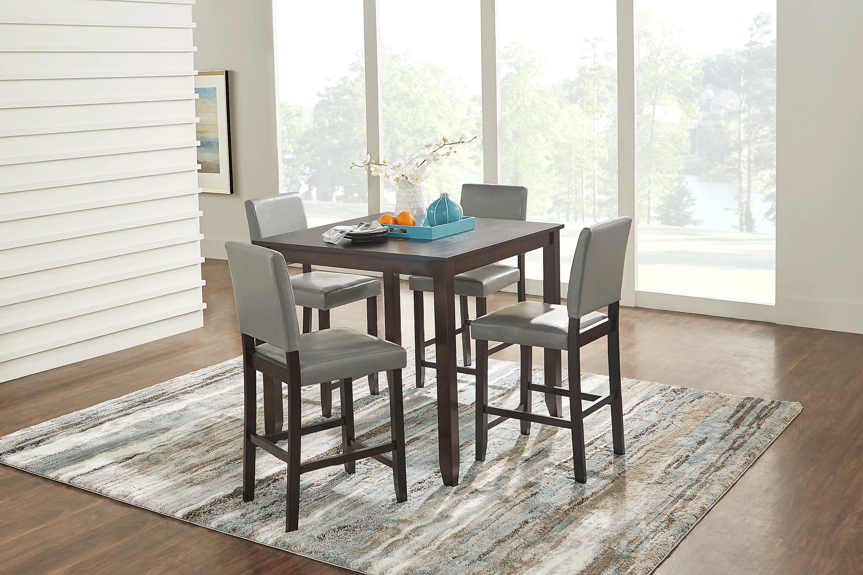 SunsetViewBrownCherry3PcCounterHeightDiningSetwithGrayStools 1 SunsetViewBrownCherry3PcCounterHeightDiningSetwithGrayStools
