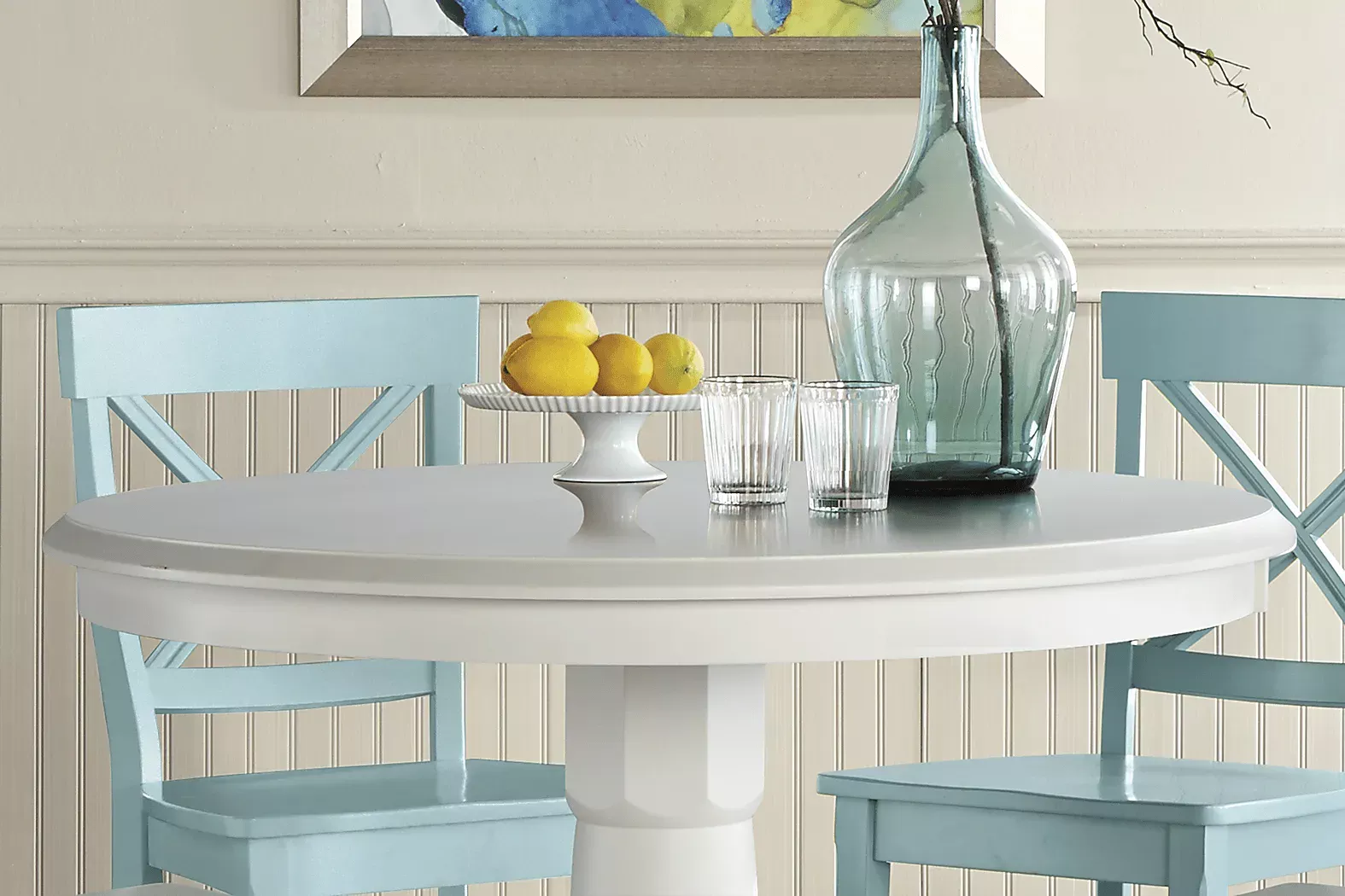 BrynwoodWhite5PcCounterHeightDiningSetwithBlueStools 5 BrynwoodWhite5PcCounterHeightDiningSetwithBlueStools