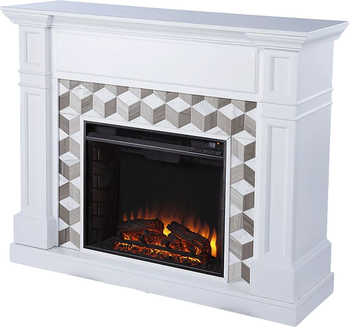TalmadgeIIWhite48in.ConsoleWithElectricLogFireplace 1 TalmadgeIIWhite48in.ConsoleWithElectricLogFireplace