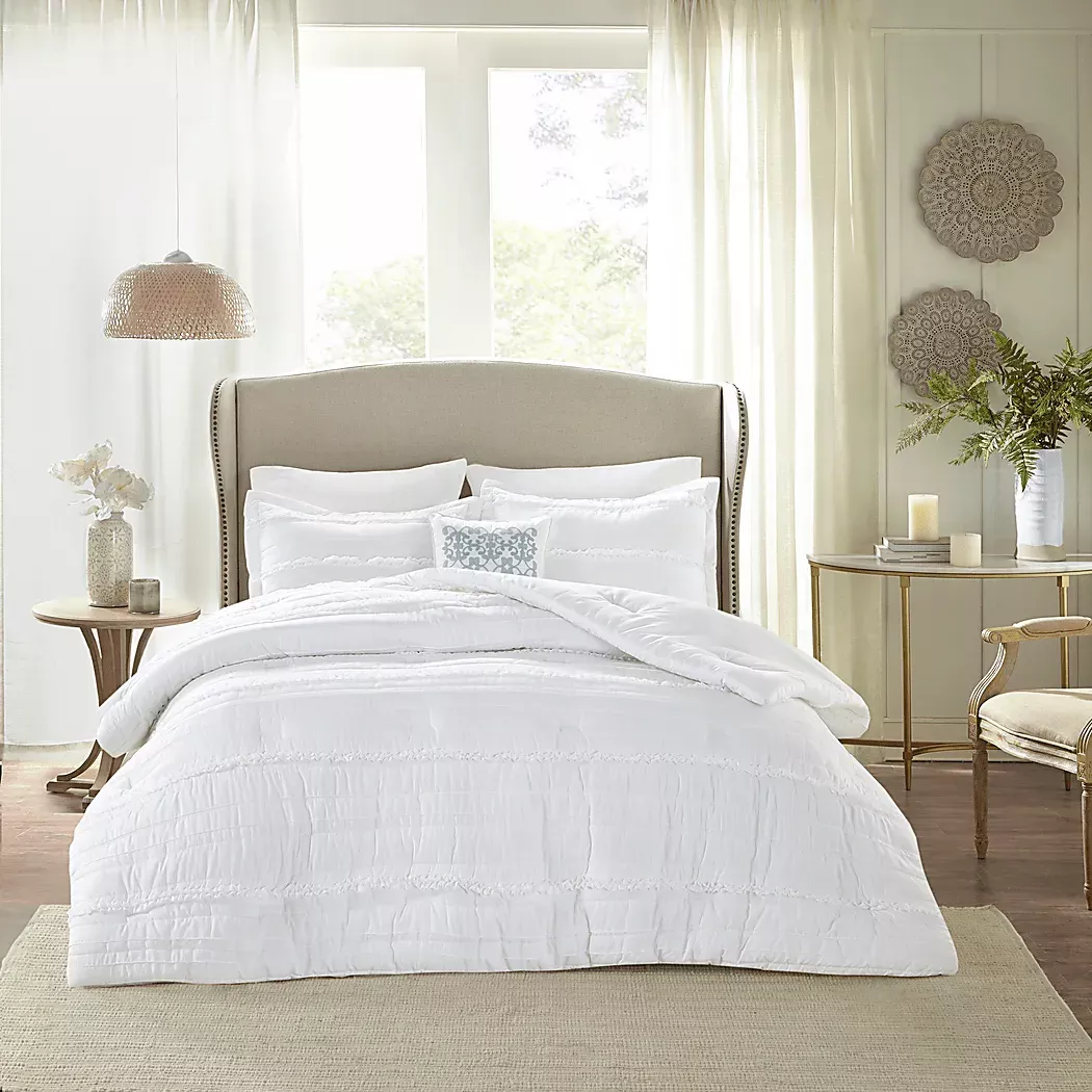 AllindaWhite5PcKingComforterSet 1 AllindaWhite5PcKingComforterSet