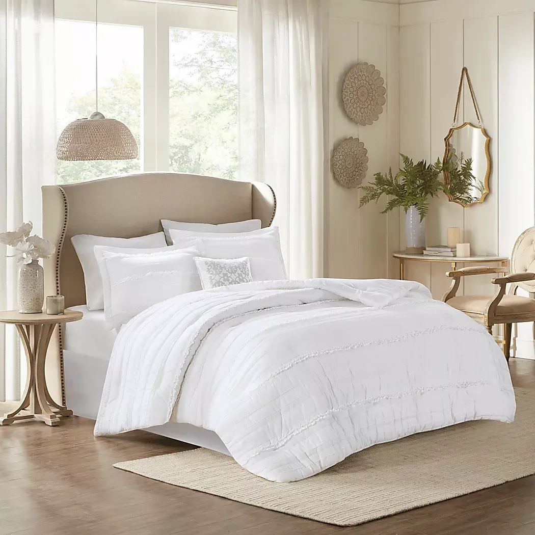 AllindaWhite5PcKingComforterSet 2 AllindaWhite5PcKingComforterSet