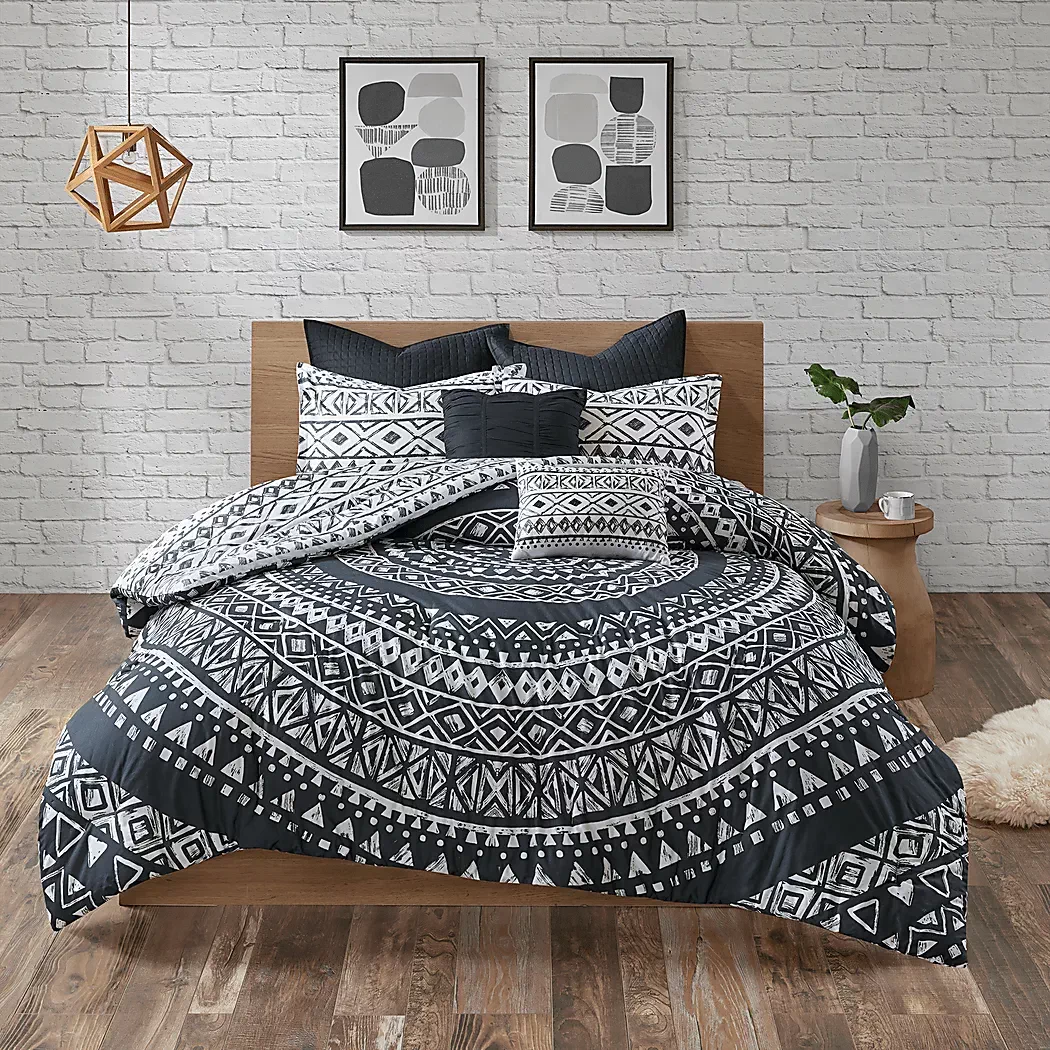 HaisleyBlack7PcQueenComforterSet 1 HaisleyBlack7PcQueenComforterSet
