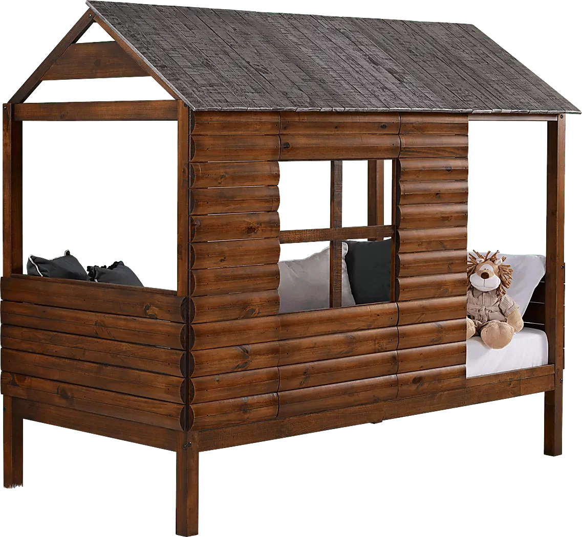LoghouseCampWalnutTwinJr.LoftBed