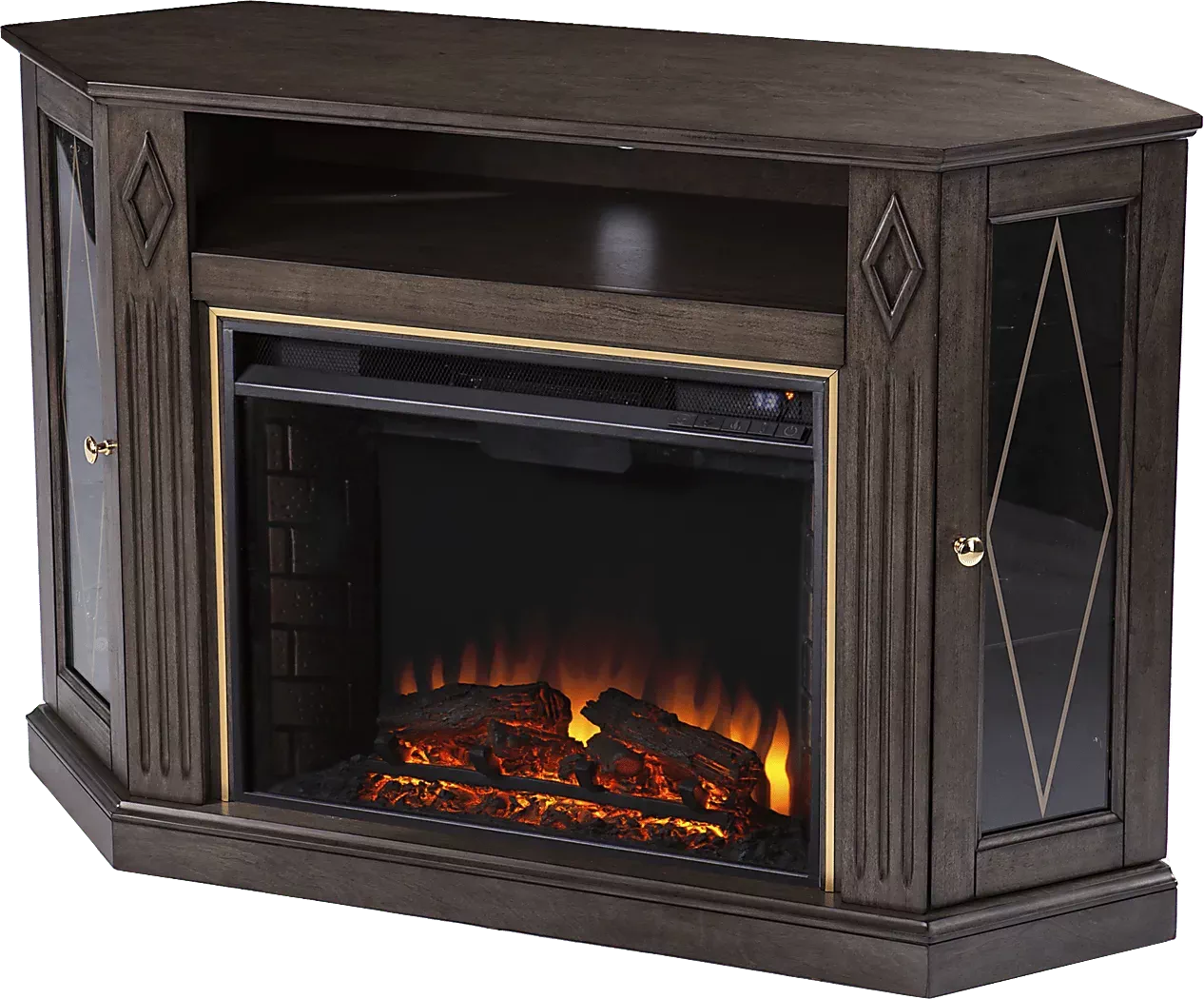 BrockdellIIBrown47in.ConsoleWithElectricLogFireplace 1 BrockdellIIBrown47in.ConsoleWithElectricLogFireplace