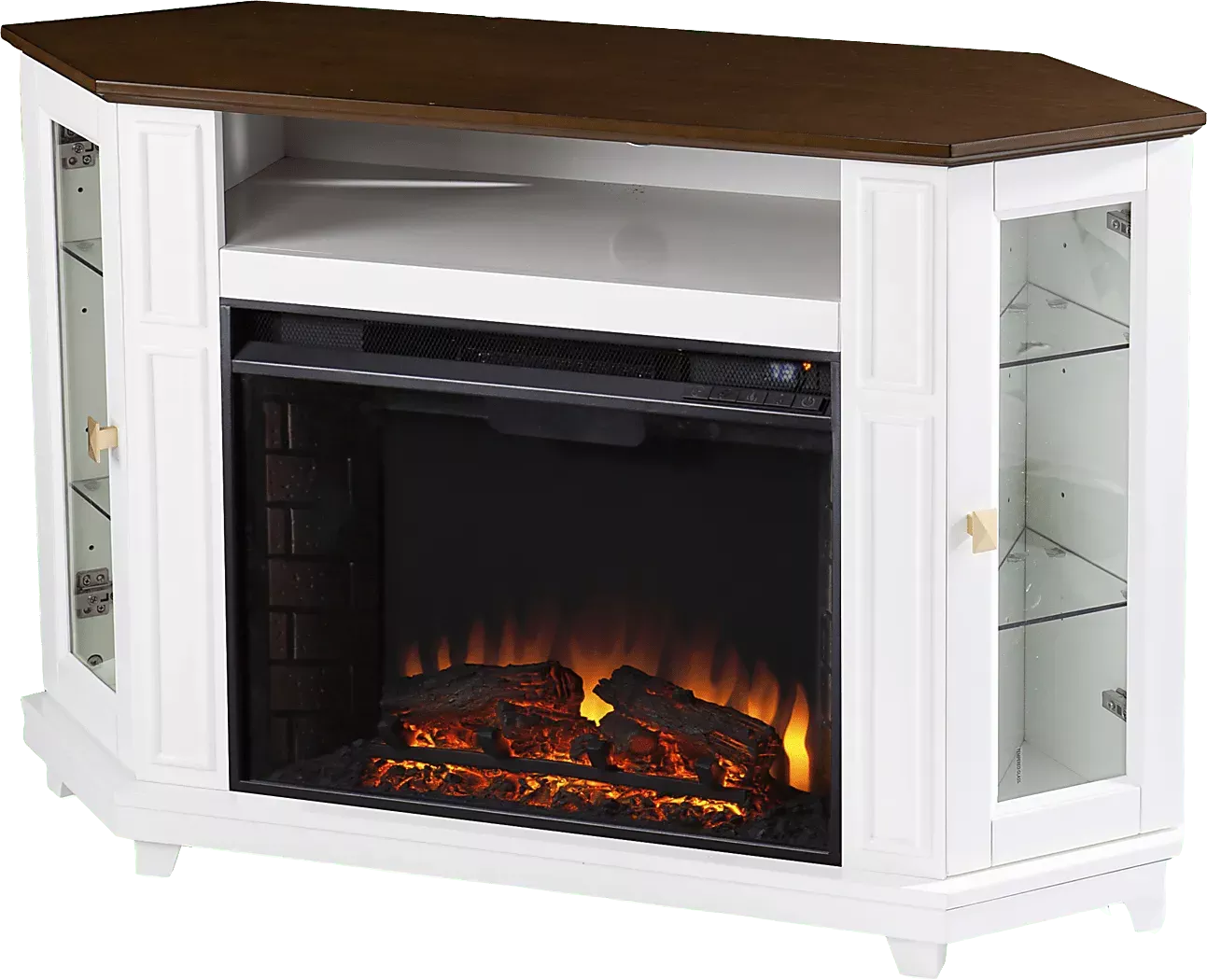 TaliferroIIWhite46in.ConsoleWithElectricLogFireplace 1 TaliferroIIWhite46in.ConsoleWithElectricLogFireplace
