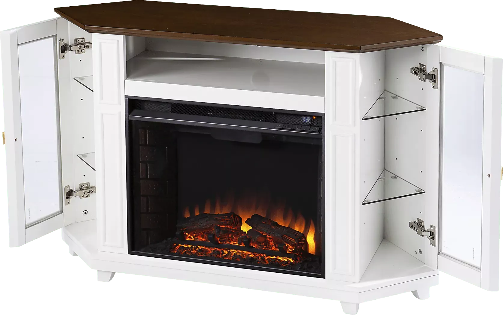 TaliferroIIWhite46in.ConsoleWithElectricLogFireplace 2 TaliferroIIWhite46in.ConsoleWithElectricLogFireplace