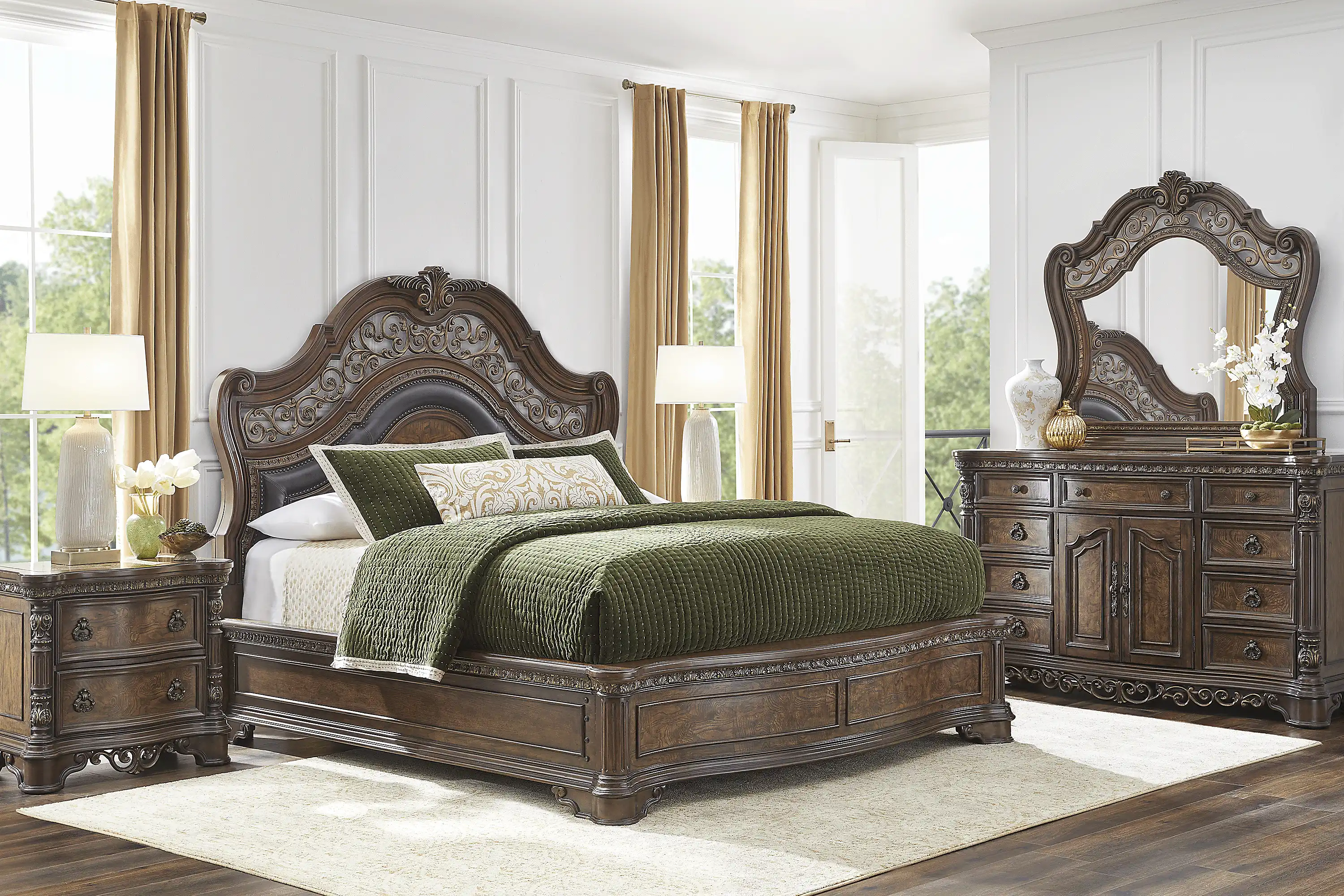 YorkshireManorBrown3PcQueenPanelBed 2 YorkshireManorBrown3PcQueenPanelBed