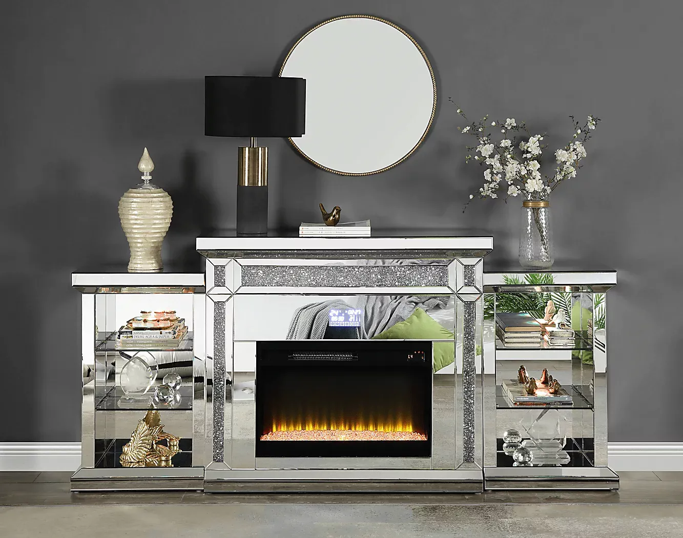 CapewoodSilver82in.Console,WithElectricFireplace 2 CapewoodSilver82in.Console,WithElectricFireplace