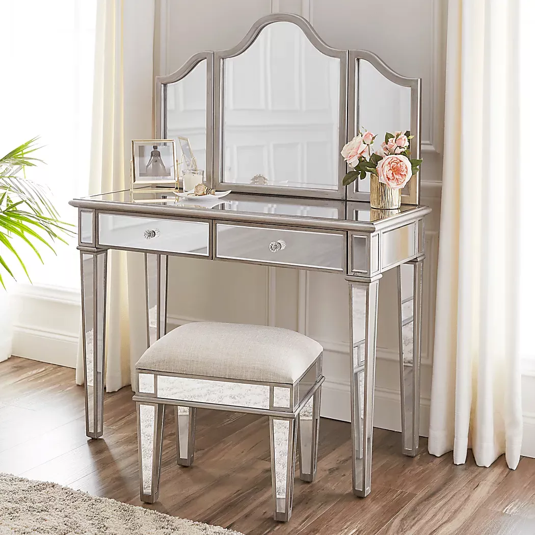 LlanfairSilverVanitywithMirror2pcSet 2 LlanfairSilverVanitywithMirror2pcSet