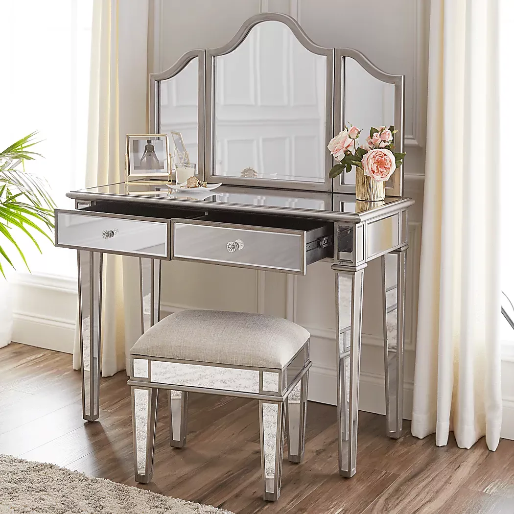LlanfairSilverVanitywithMirror2pcSet 3 LlanfairSilverVanitywithMirror2pcSet