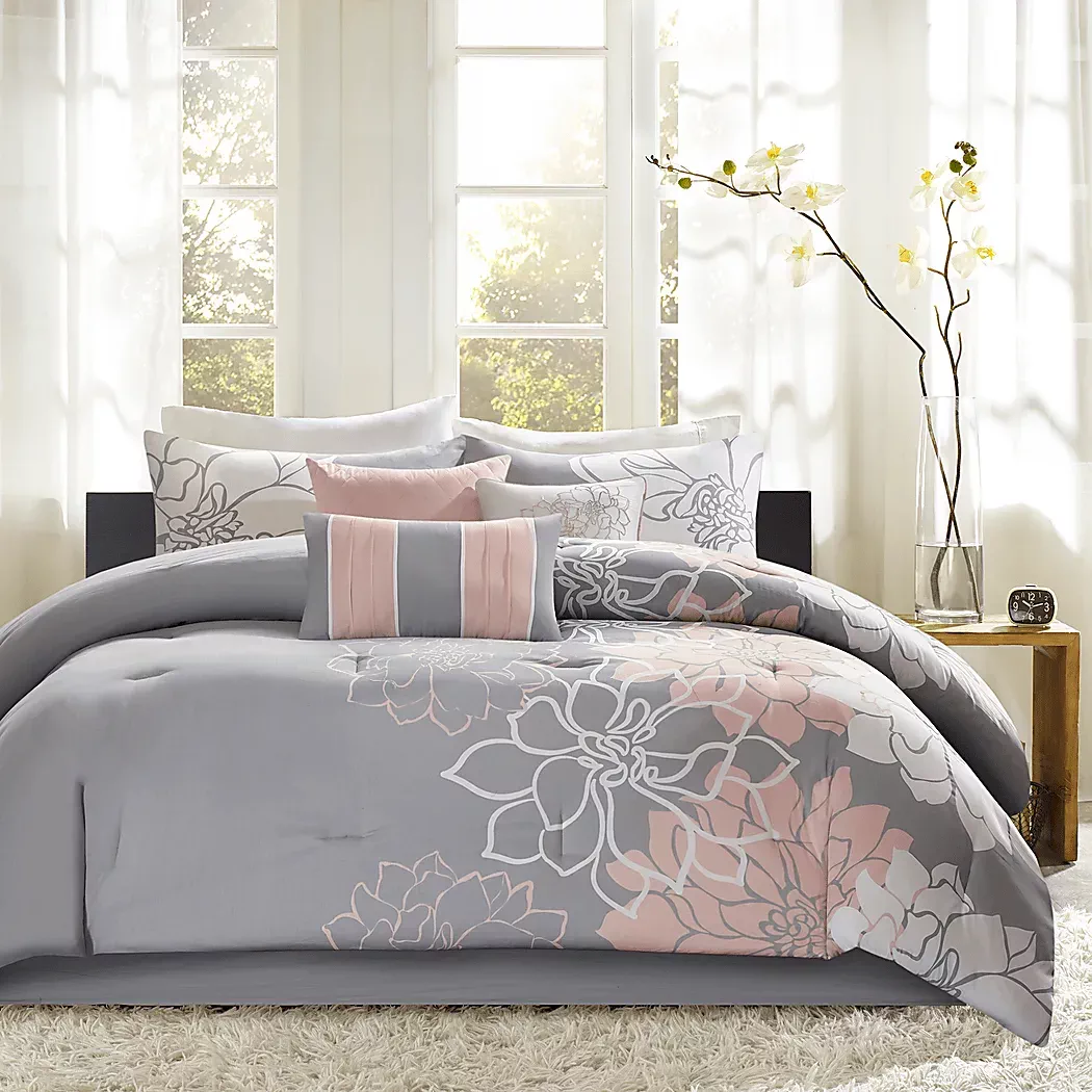 CabildoGrayBlush7PcCaliforniaKingComforterSet 1 CabildoGrayBlush7PcCaliforniaKingComforterSet
