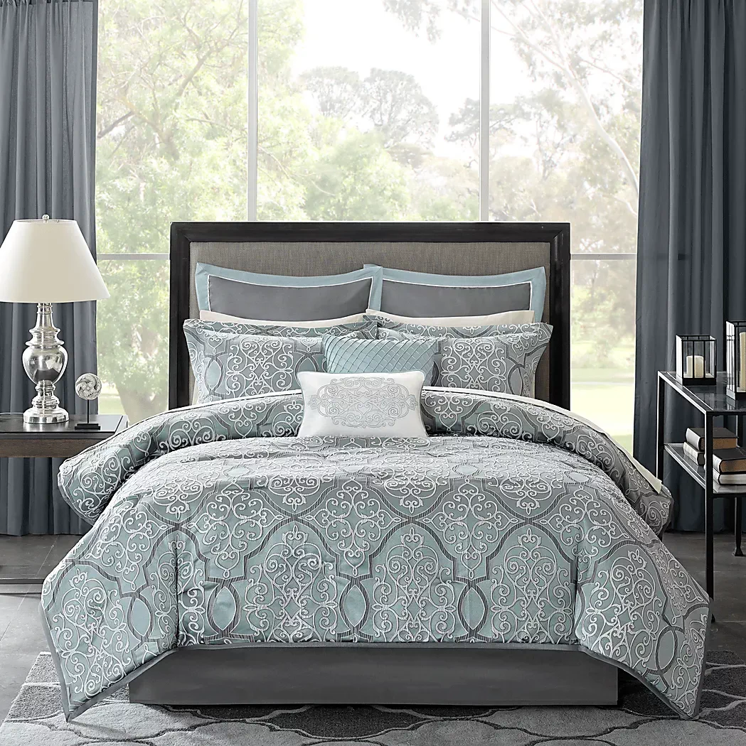 BrerardBlue12PcQueenComforterSet 1 BrerardBlue12PcQueenComforterSet