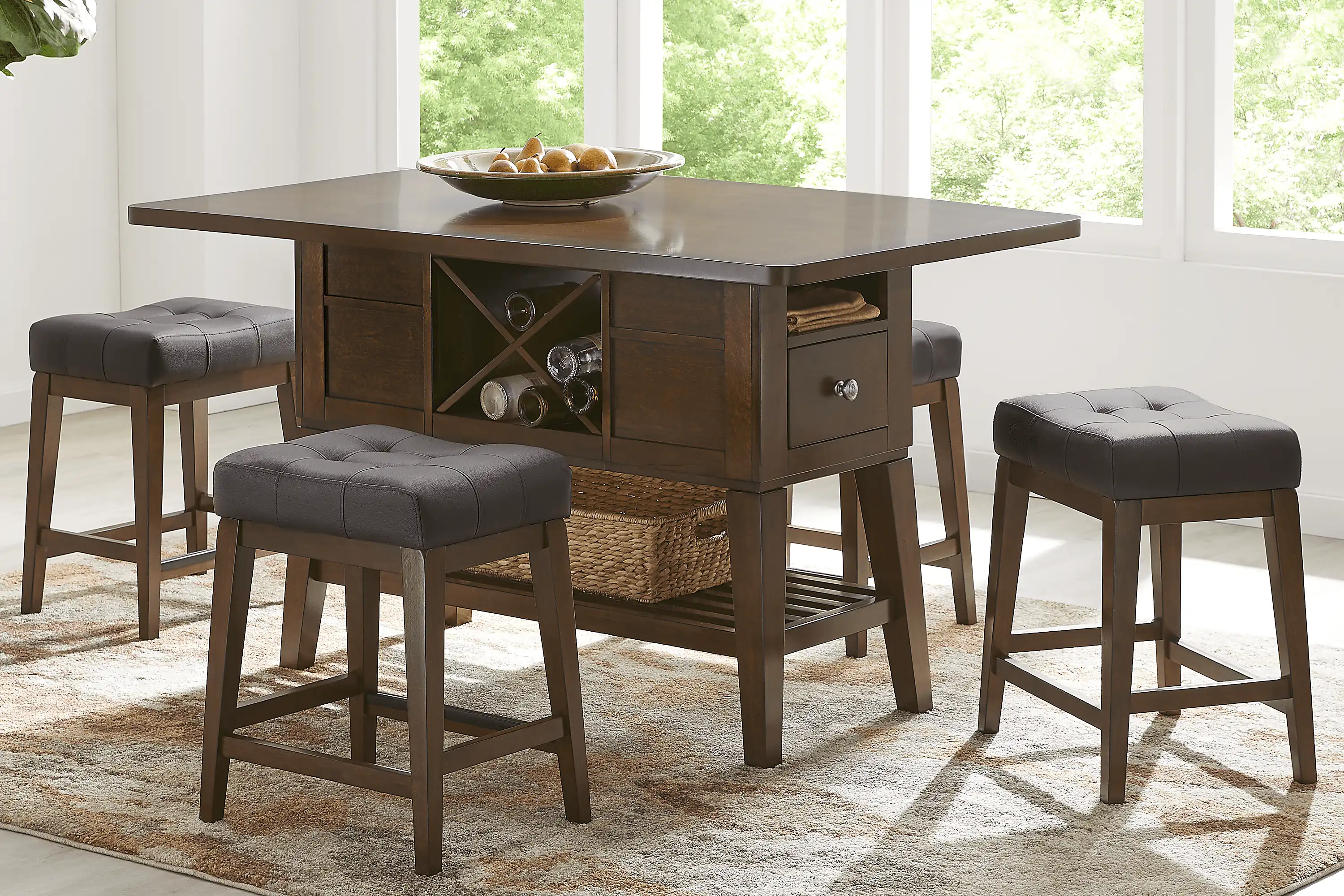 WalsteadPlaceBrown5PcCounterHeightDiningRoomwithBrownKyotoStools 1 WalsteadPlaceBrown5PcCounterHeightDiningRoomwithBrownKyotoStools
