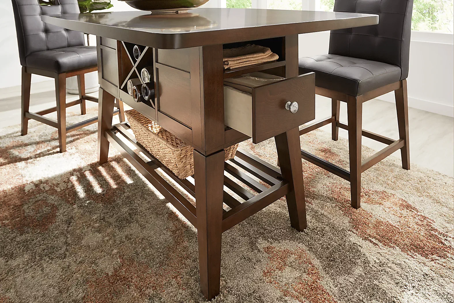 WalsteadPlaceBrown6PcCounterHeightDiningRoomwithBeigeBenchandBarstools 4 WalsteadPlaceBrown6PcCounterHeightDiningRoomwithBeigeBenchandBarstools