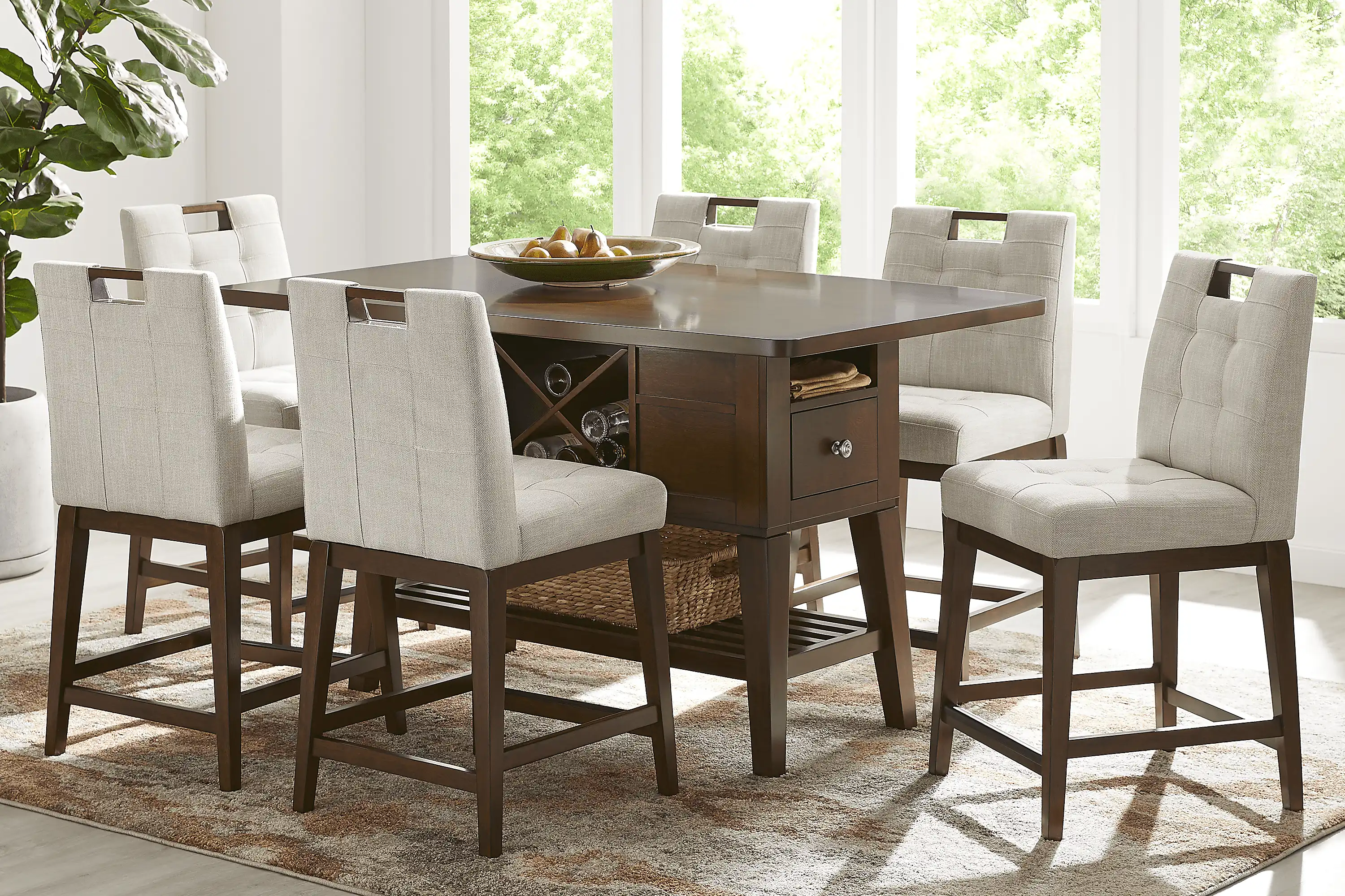 WalsteadPlaceBrown5PcCounterHeightDiningRoomwithBeigeBarstools 1 WalsteadPlaceBrown5PcCounterHeightDiningRoomwithBeigeBarstools