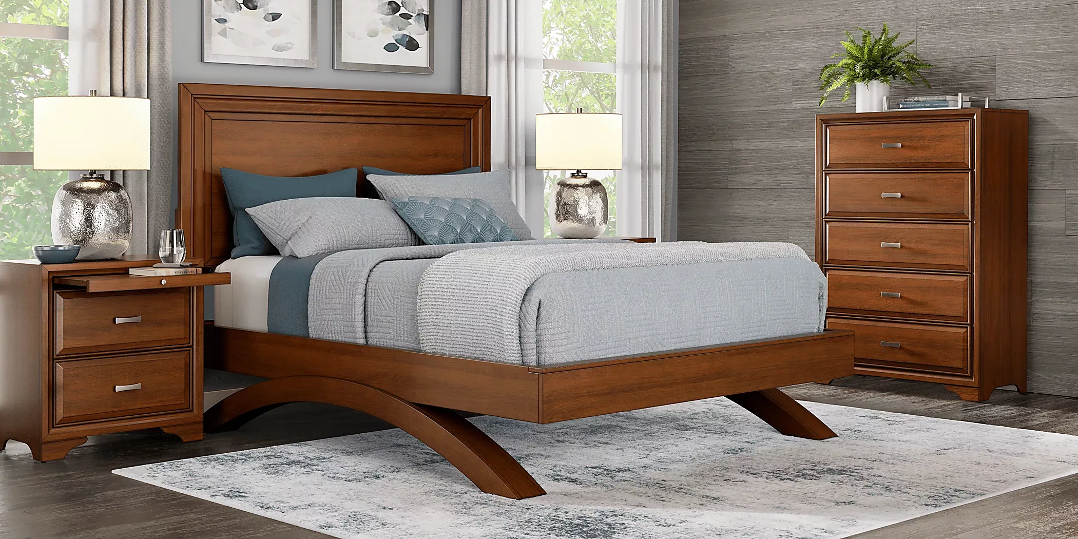 BelcourtBrownCherry3PcKingPanelArchBed 2 BelcourtBrownCherry3PcKingPanelArchBed