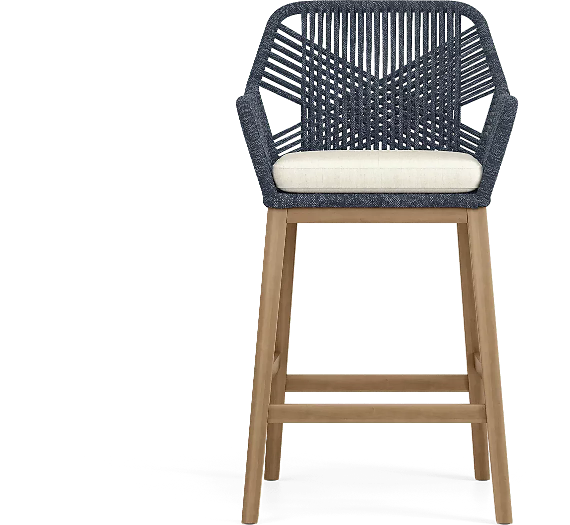 TessereNatural7PcBarHeightOutdoorDiningSetwithBlueBarstools 7 TessereBlueOutdoorBarstool