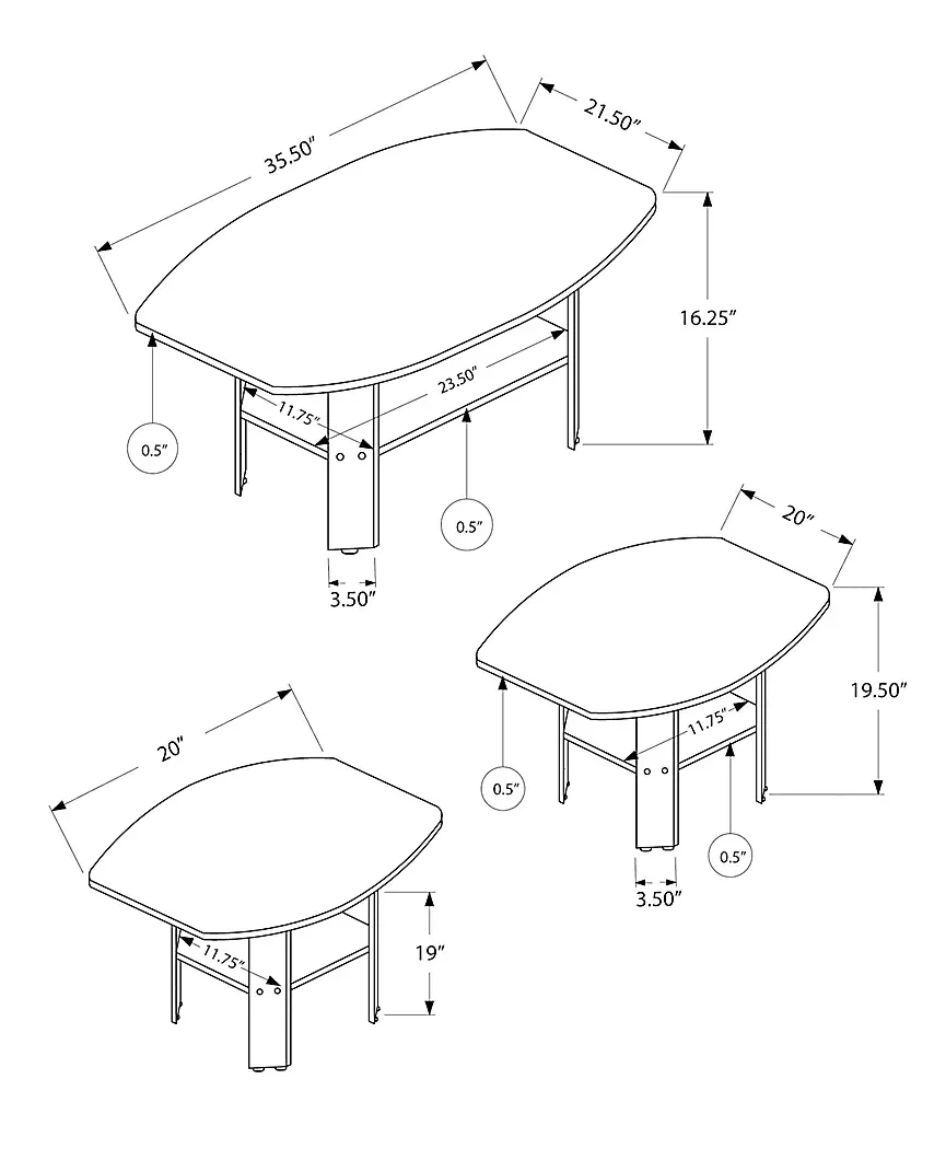 SagamonGray3pcTableSet 4 SagamonGray3pcTableSet