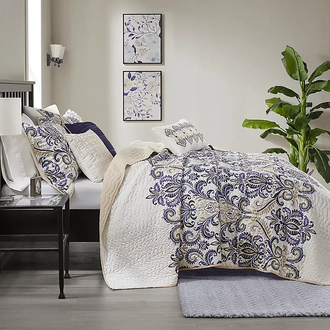KenisonBlue6PcFull/QueenCoverletSet 4 KenisonBlue6PcFull/QueenCoverletSet
