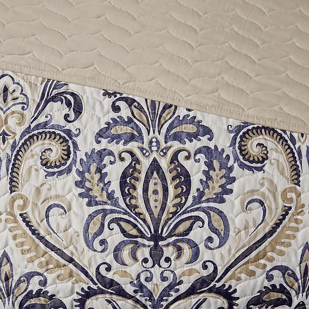 KenisonBlue6PcFull/QueenCoverletSet 5 KenisonBlue6PcFull/QueenCoverletSet