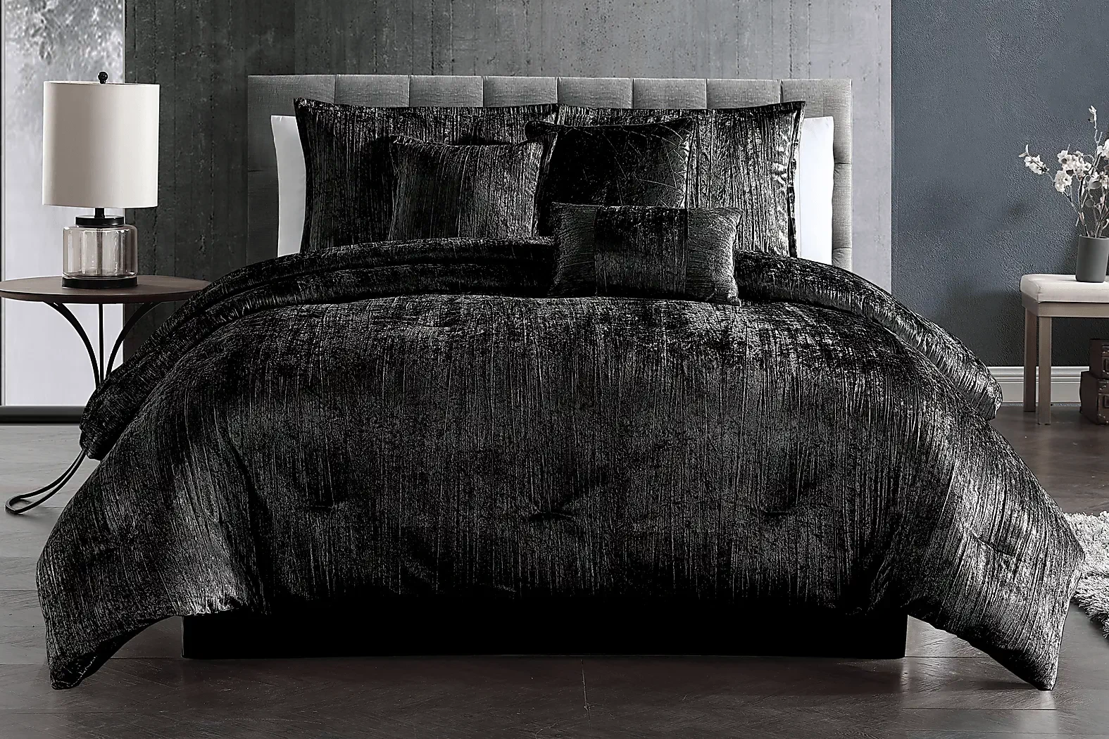 RecineBlack7PcKingComforterSet 1 RecineBlack7PcKingComforterSet