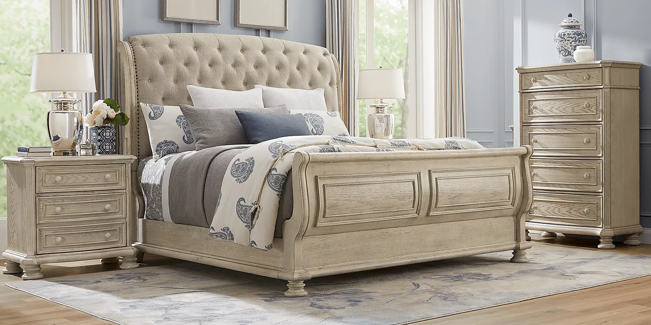 ArmitageOff-WhiteNightstand 2 ArmitageOff-White3PcKingUpholsteredBed