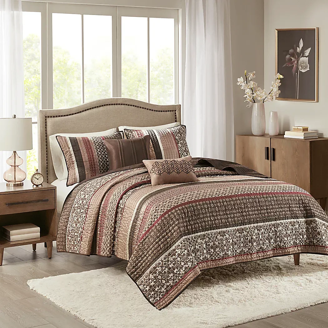 HuxleyRed5PcKingCoverletSet 1 HuxleyRed5PcKingCoverletSet