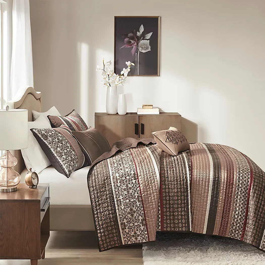 HuxleyRed5PcKingCoverletSet 6 HuxleyRed5PcKingCoverletSet