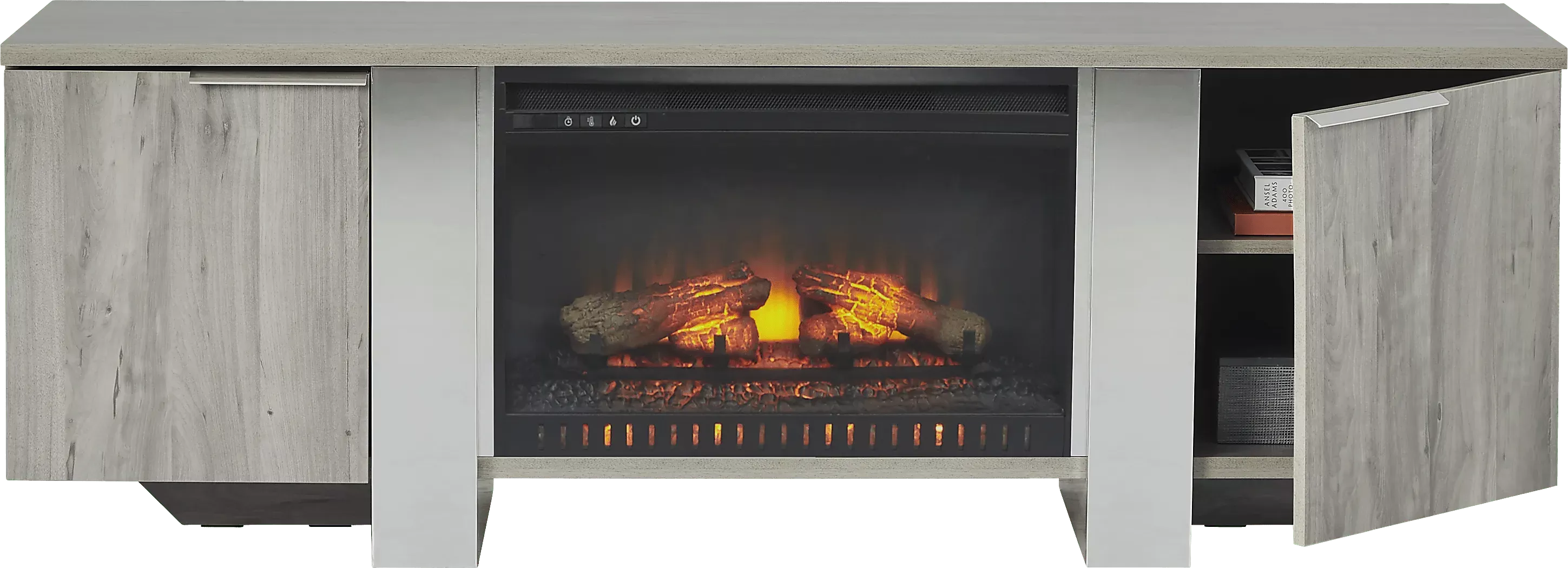 HeatherviewGray70in.ConsolewithElectricLogFireplace 2 HeatherviewGray70in.ConsolewithElectricLogFireplace