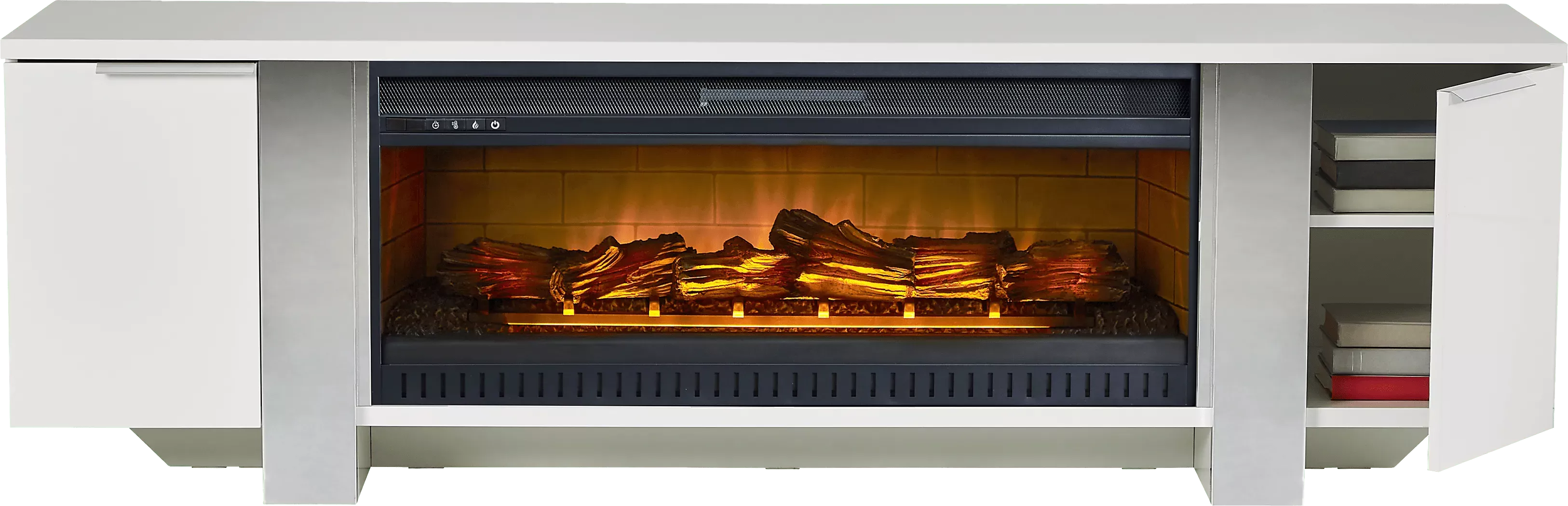 HeatherviewWhite79in.ConsolewithElectricLogFireplace 2 HeatherviewWhite79in.ConsolewithElectricLogFireplace