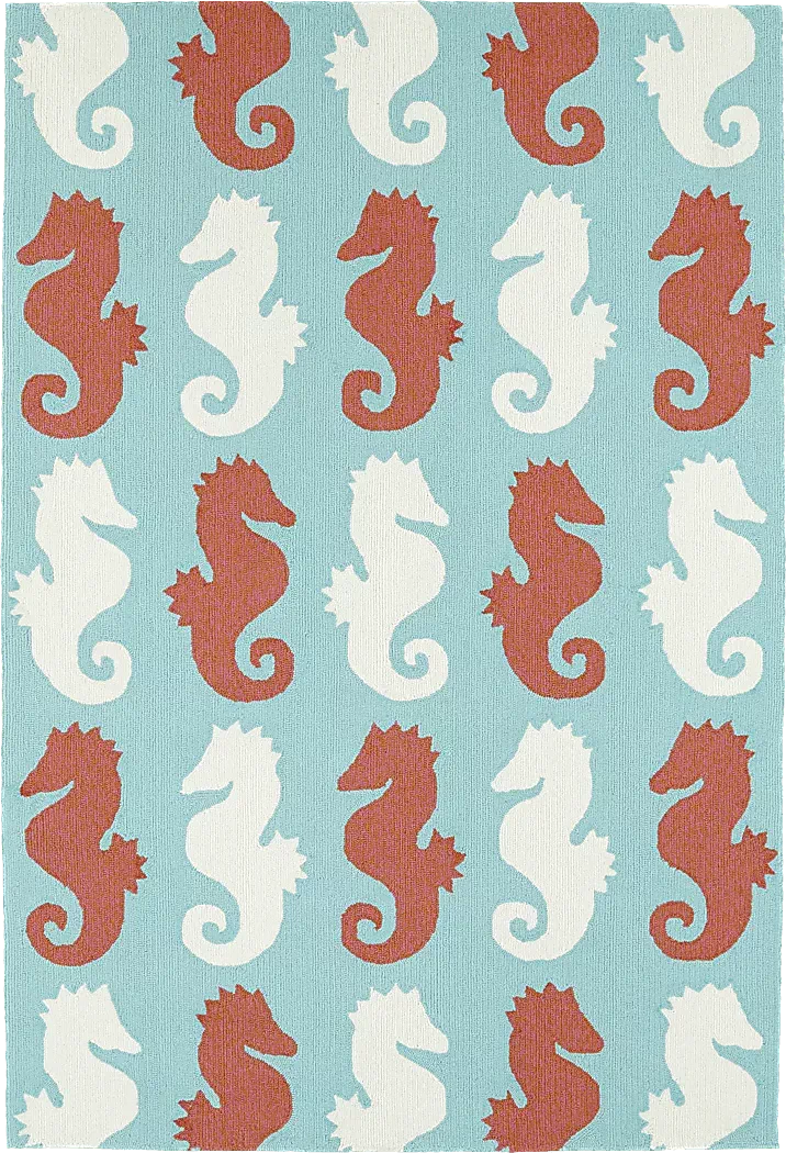 SeahorseSoireeTeal7'6x9'Indoor/OutdoorRug 1 SeahorseSoireeTeal7'6x9'Indoor/OutdoorRug