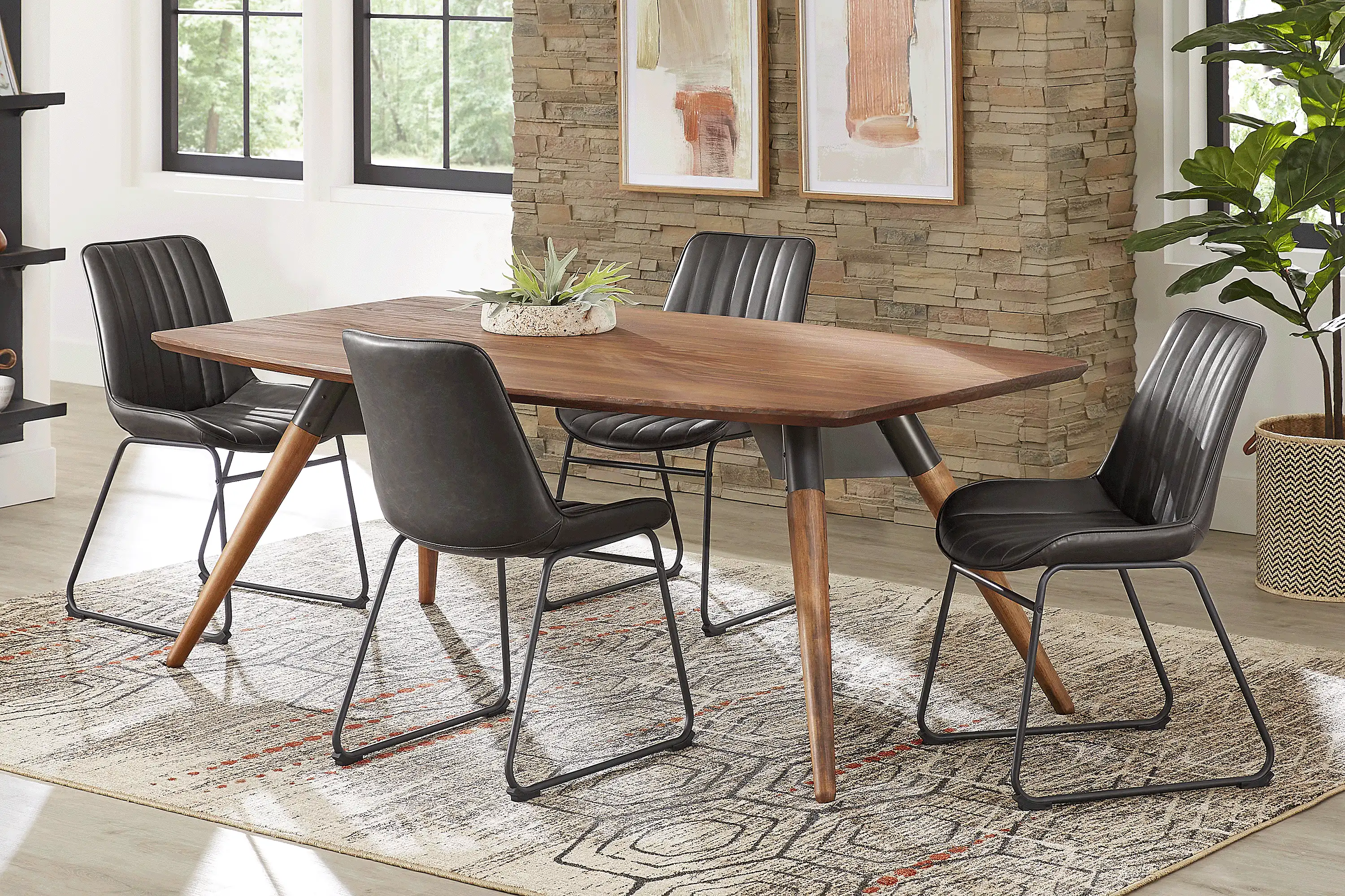 BergenBoulevardWalnut5PcDiningRoomwithGrayChairs 1 BergenBoulevardWalnut5PcDiningRoomwithGrayChairs