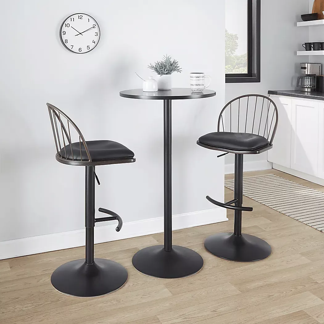 CharliasXIIBlackAdjustableBarstool,Setof2 2 CharliasXIIBlackAdjustableBarstool,Setof2