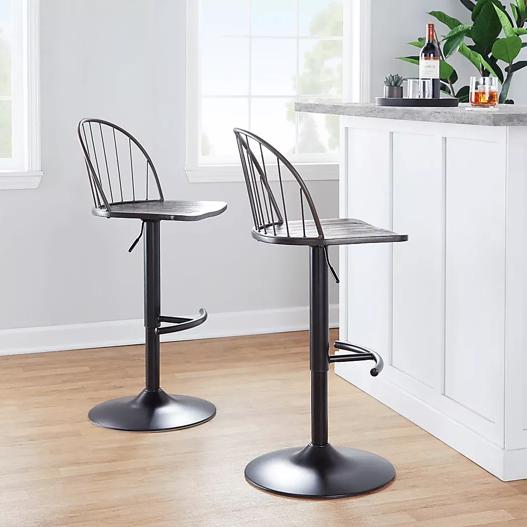 CharliasXIIBlackAdjustableBarstool,Setof2 4 CharliasXIIBlackAdjustableBarstool,Setof2