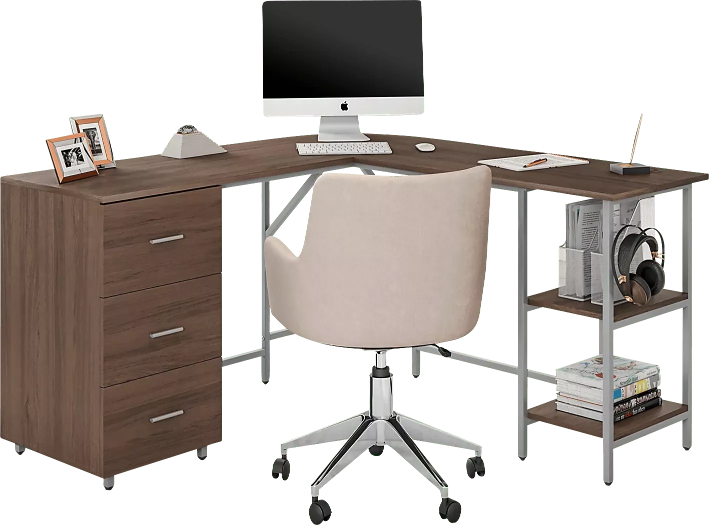 MilldesWalnutL-ShapedStorageDesk 1 MilldesWalnutL-ShapedStorageDesk