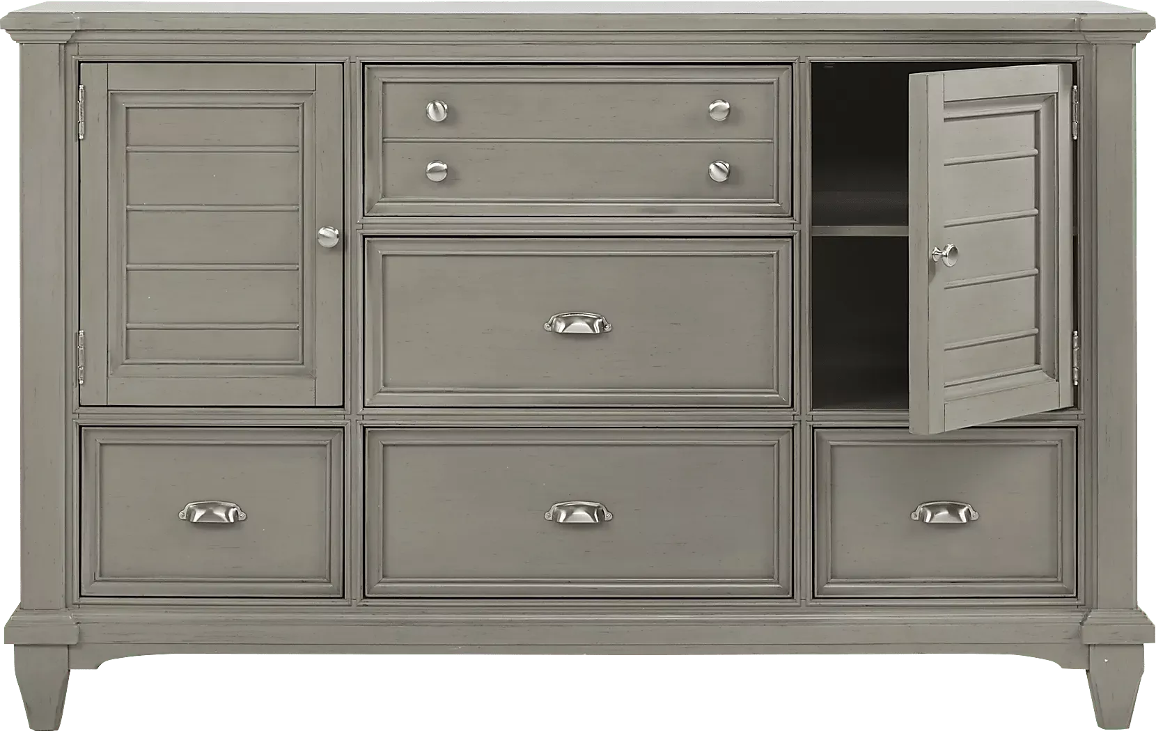HiltonHeadGray5PcKingStorageBedroom 7 HiltonHeadGrayDoorDresser