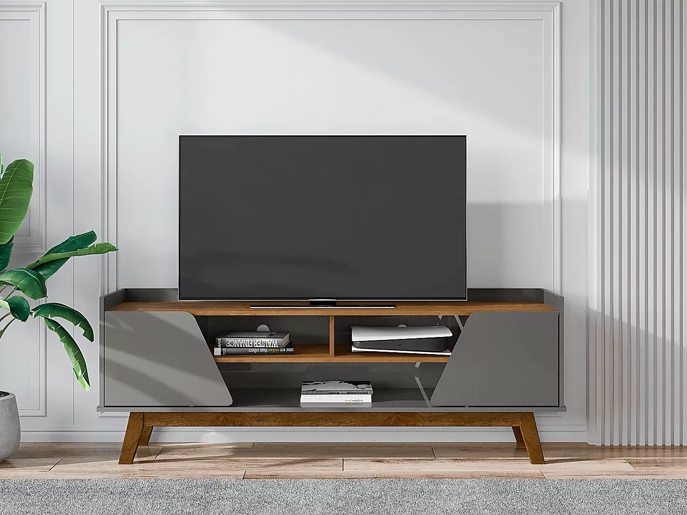 CaugheyIIGray63in.Console 2 CaugheyIIGray63in.Console