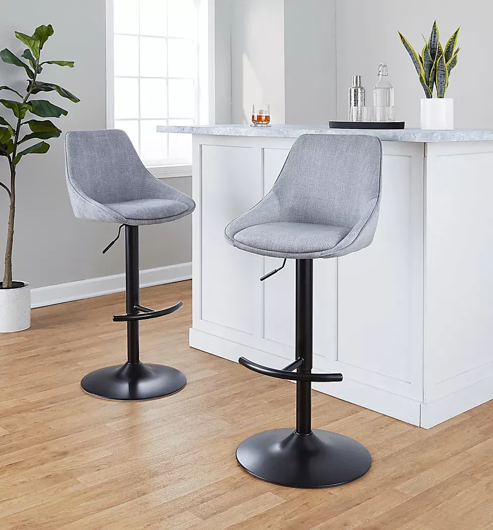 DellreyIIIGrayAdjustableBarstool,Setof2 3 DellreyIIIGrayAdjustableBarstool,Setof2