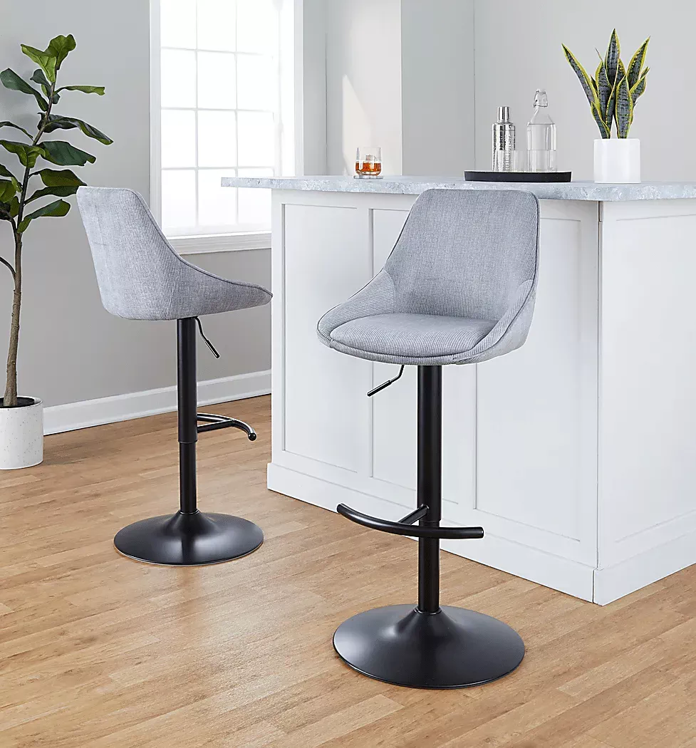 DellreyIIIGrayAdjustableBarstool,Setof2 4 DellreyIIIGrayAdjustableBarstool,Setof2