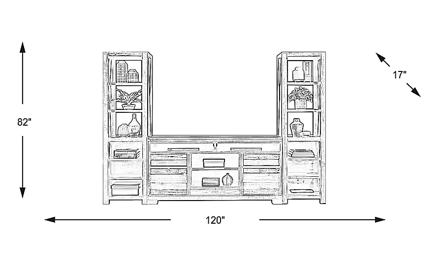 WestoverHillsBrown3PcWallUnitwith72in.Console 3 WestoverHillsBrown3PcWallUnitwith72in.Console