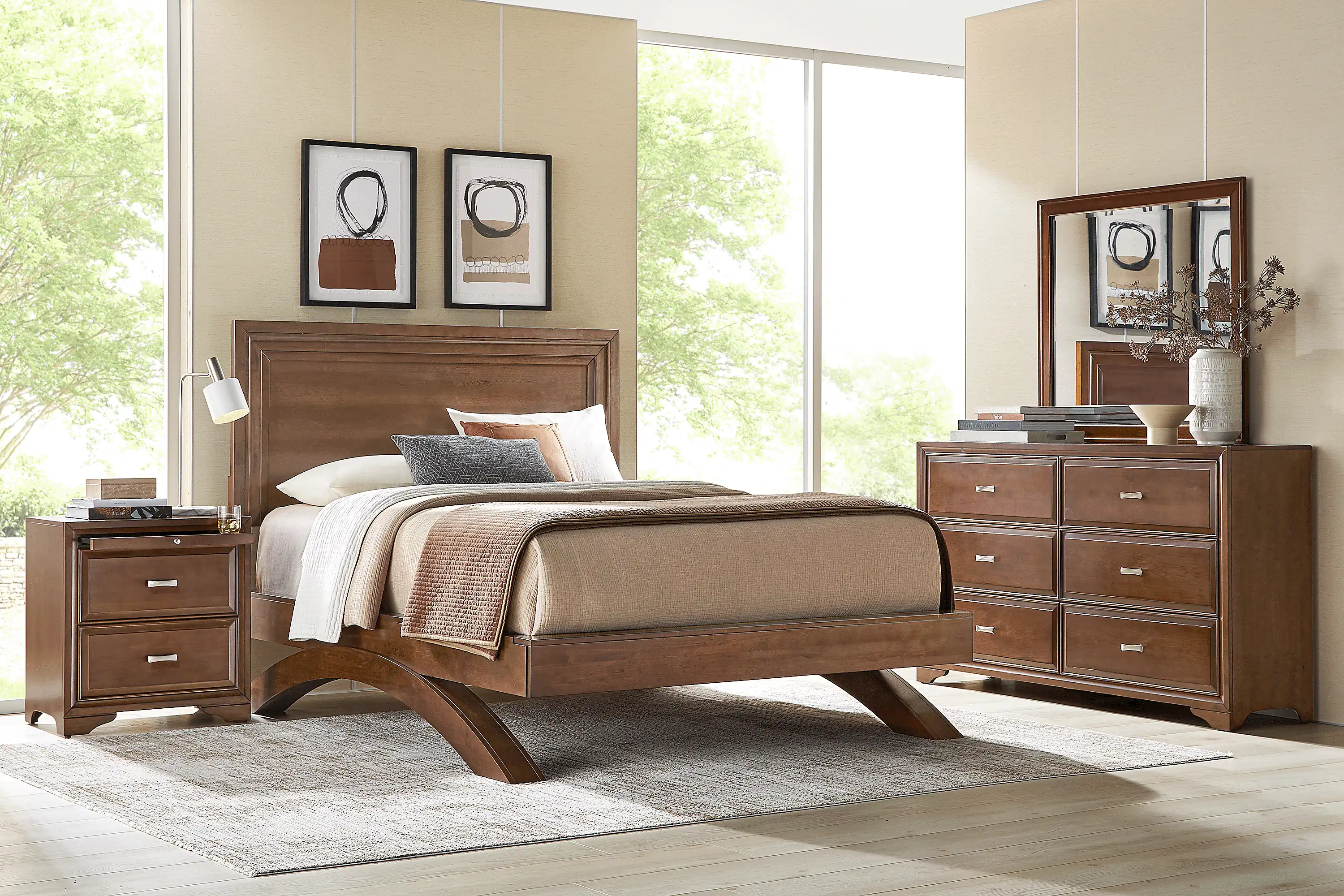 BelcourtBrownCherry3PcQueenPanelArchBed 2 BelcourtBrownCherry3PcQueenPanelArchBed