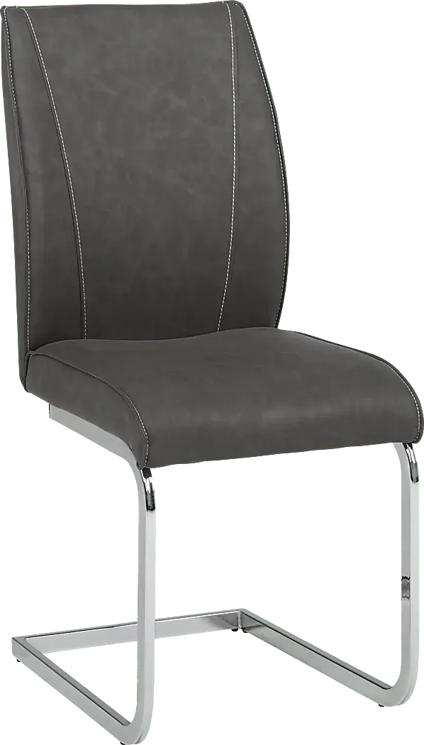 WyndhallGraySideChair 2 WyndhallChrome5PcRectangleDiningRoom