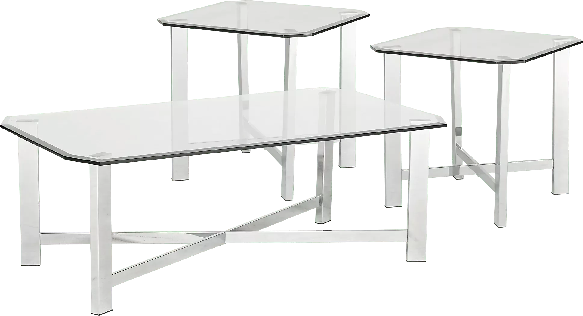 Zamora5PcLeatherLivingRoomSet 6 TeaganChrome3PcTableSet