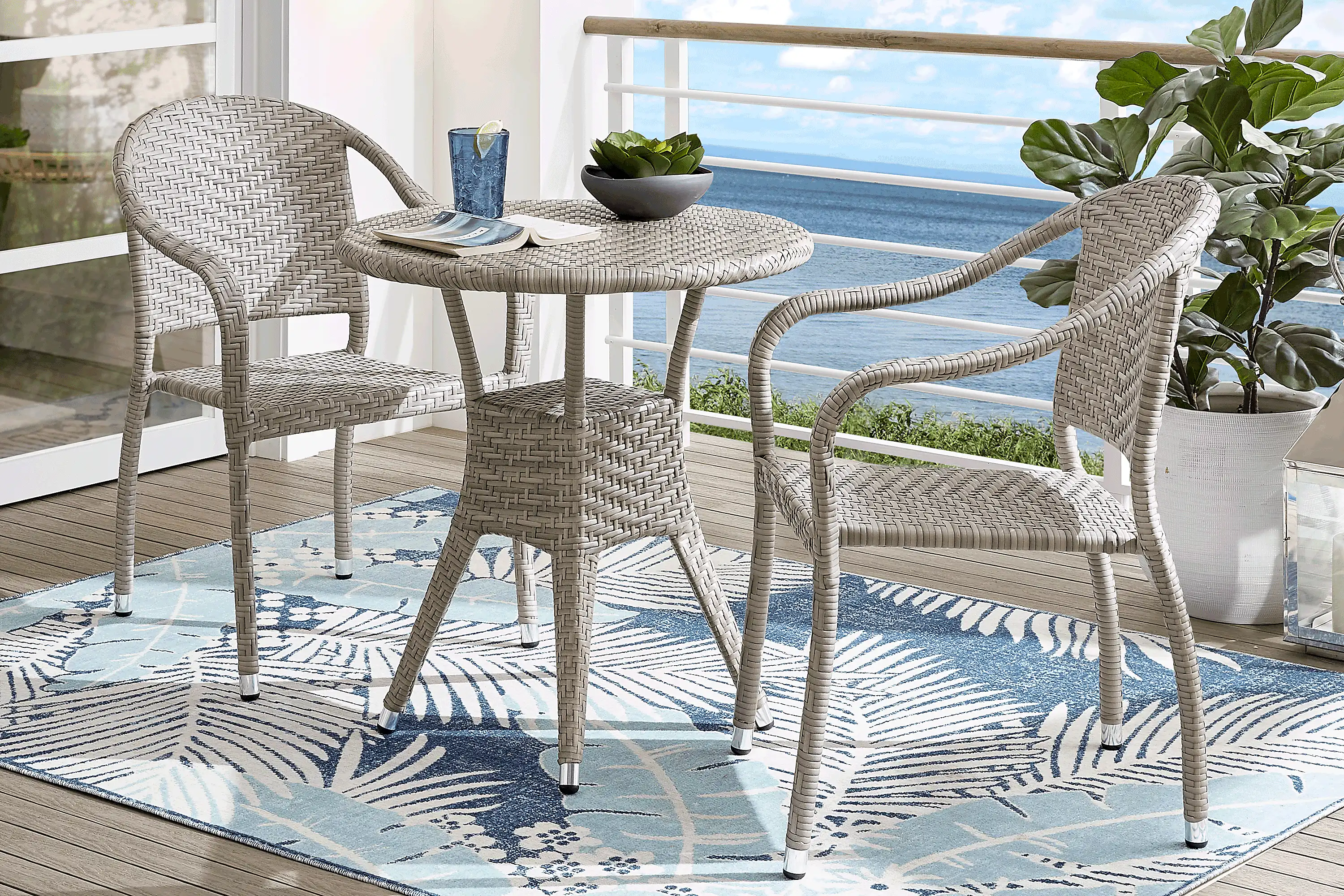 BayTerraceGrayWicker3Pc28in.RoundOutdoorDiningSet