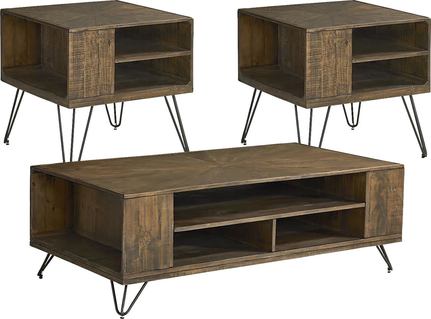 Cambria7PcSleeperLivingRoomSet 10 DelSolBrown3PcRectangleOccasionalTableSet