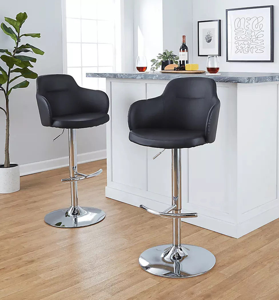 VitadaleIVBlackAdjustableSwivelBarstool,Setof2 2 VitadaleIVBlackAdjustableSwivelBarstool,Setof2