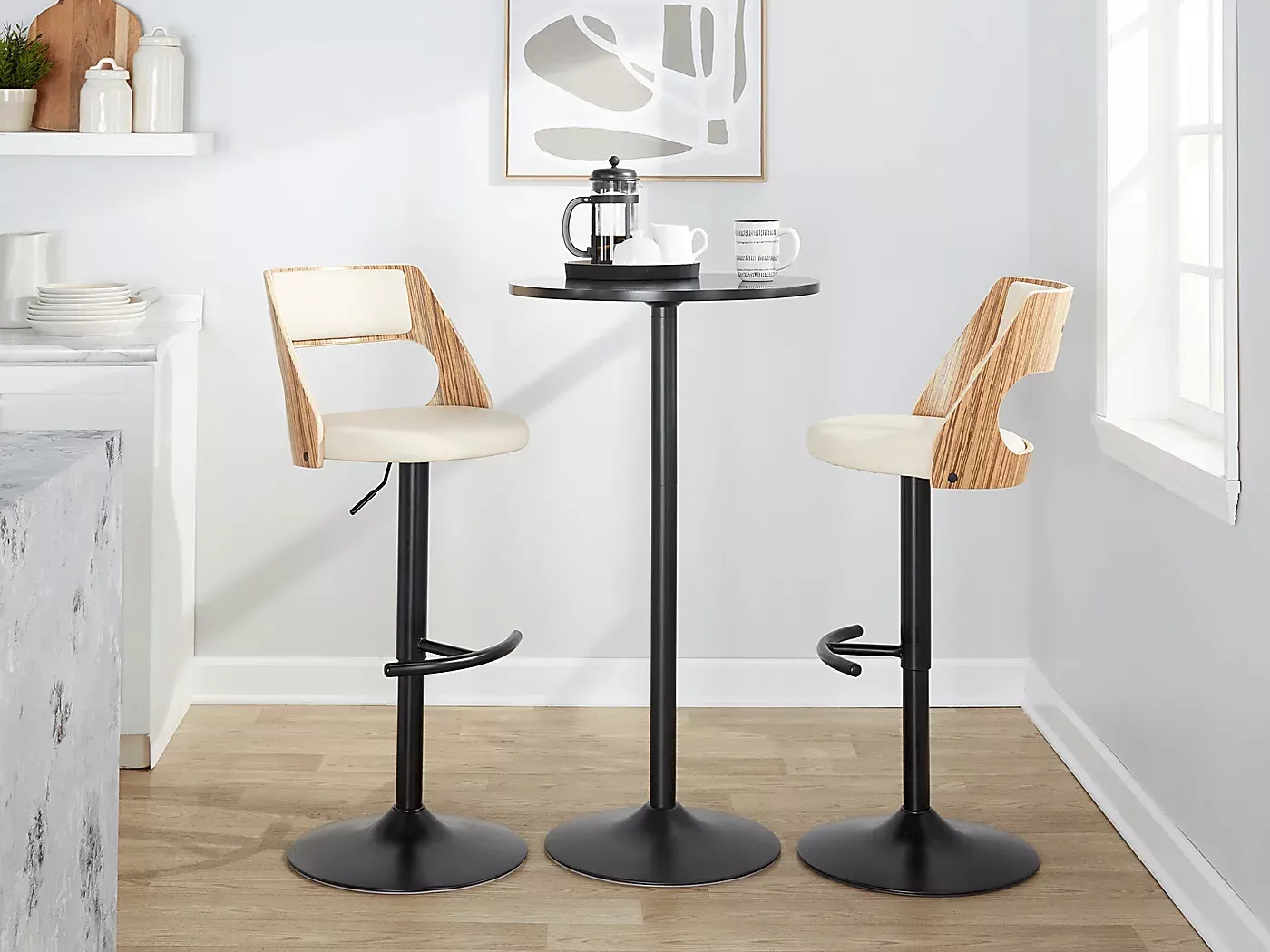 WoodsteadIICreamAdjustableSwivelBarstool,Setof2 2 WoodsteadIICreamAdjustableSwivelBarstool,Setof2