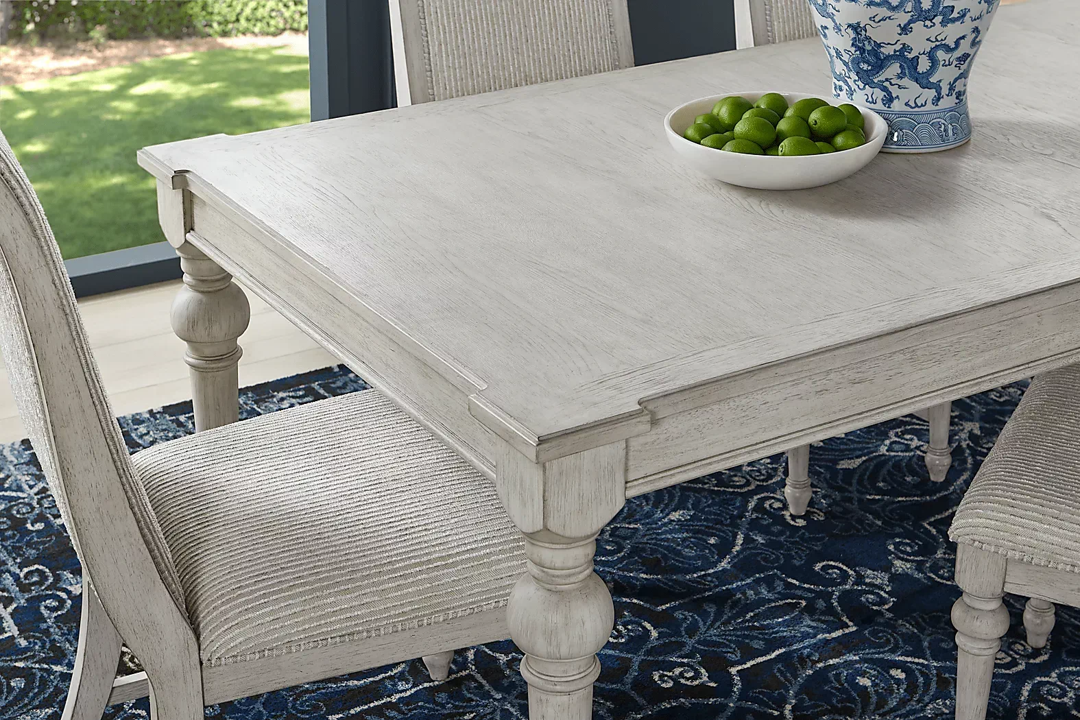 LandonCreekWhite5PcRectangleDiningRoomwithUpholsteredSideChairs 3 LandonCreekWhiteRectangleDiningTable