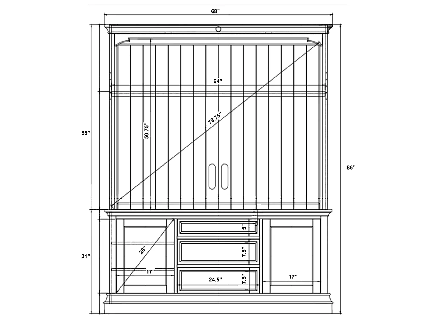 AlbermarleCharcoal2PcWallUnitwith68.5in.Console 17 AlbermarleCharcoal2PcWallUnitwith68.5in.Console