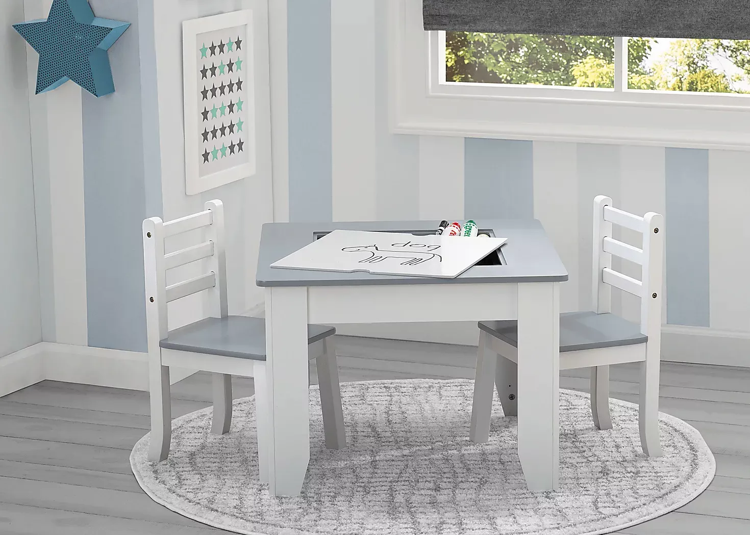KidsSinaruGray/WhiteTableSet 2 KidsSinaruGray/WhiteTableSet